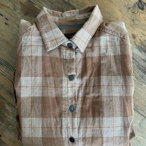 Prana Brown Plaid Button-Up Lightweight Jacket